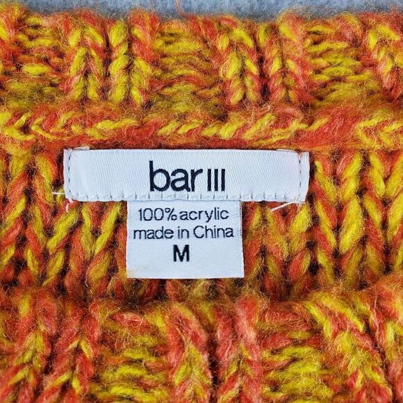 Bar lll Sweater Womens Medium Orange Ombre Wool Crewneck ChunkyPullover - Picture 2 of 6